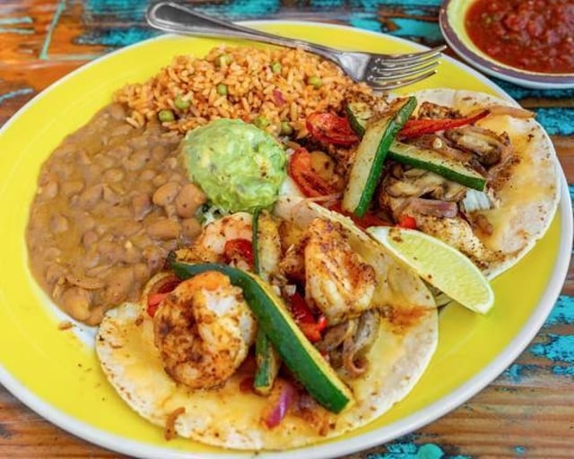 Surf & Turf Fajita Taco Plate.