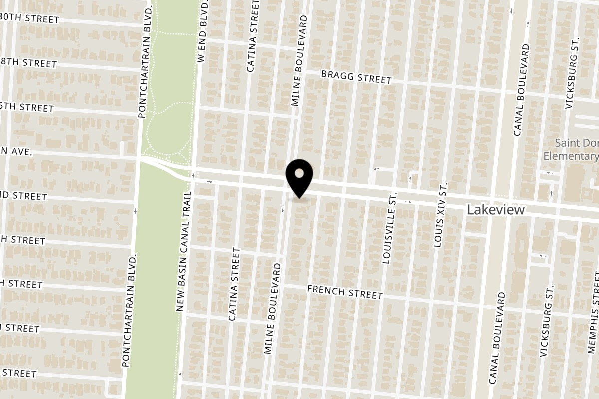 Map showing the location of El Gato Negro Lakeview - Owner on 300 Harrison Ave in New Orleans